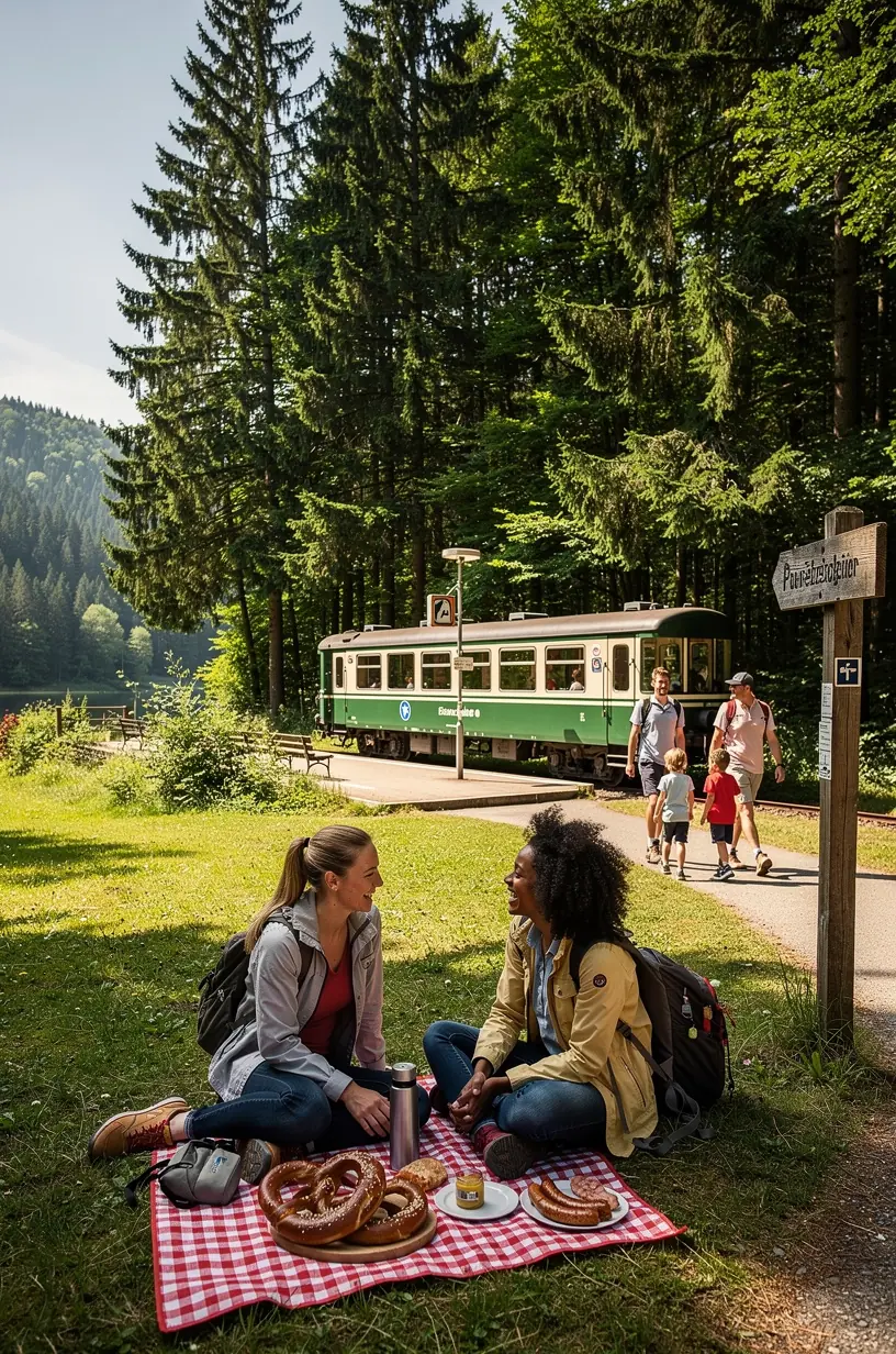 Panorama eines idyllischen deutschen Kurortes mit historischen Gebäuden, blühenden Blumen und ruhigen Straßen.