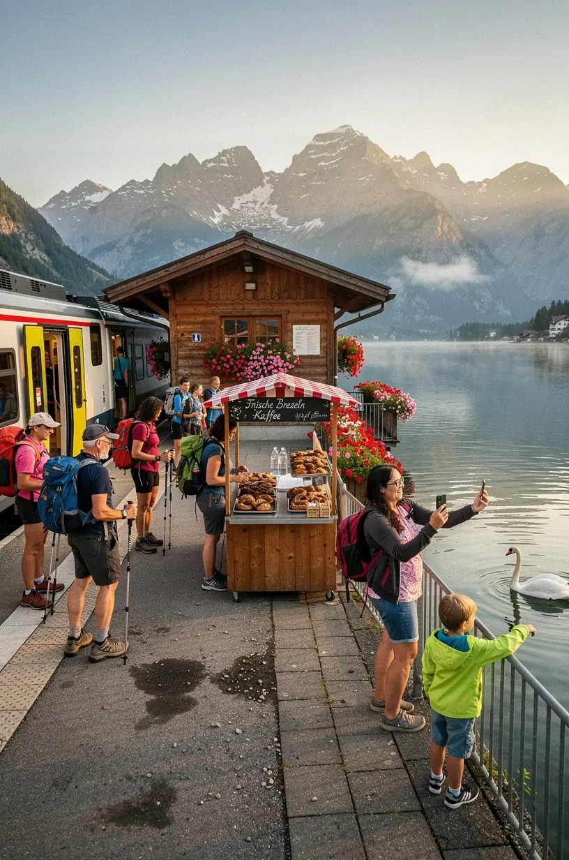 Personen genießen eine geführte Naturwanderung entlang eines Flussufers in einer deutschen Wellnessregion.